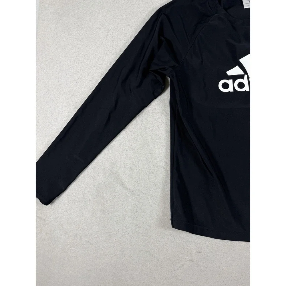 Adidas Long Sleeve Logo Rash Guard Shirt Black Size Small